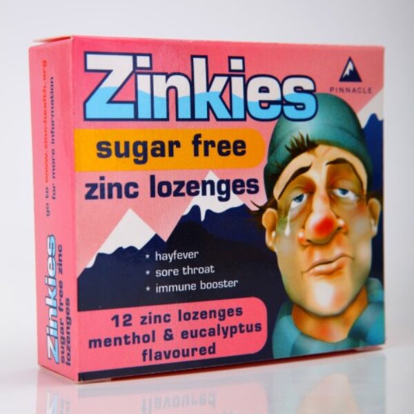 Zinkies Lozenges Sugar-Free x 12 Menthol & Eucalyptus